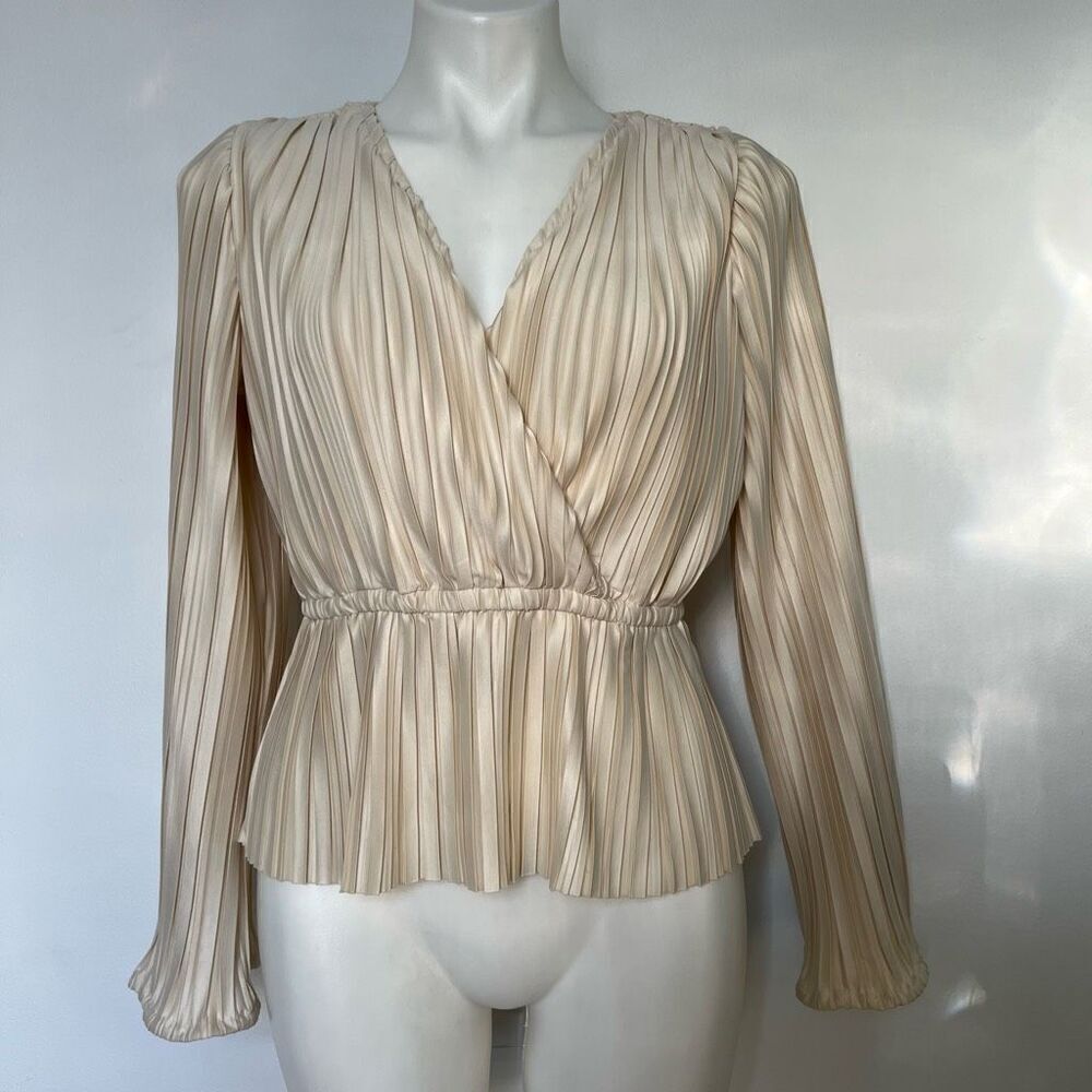 Japna Pleated Peplum bell sleeve top